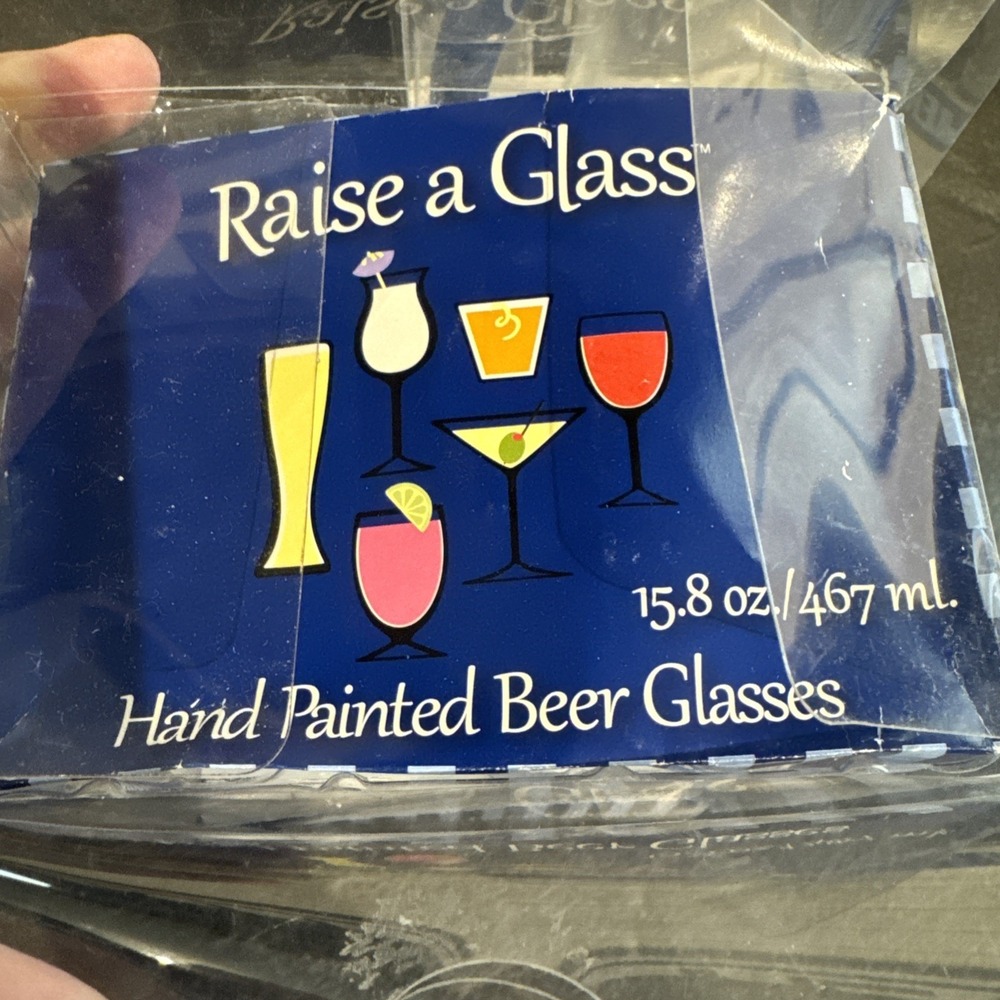 Lot Of 2 It's 5 O'Clock Somewhere' Hand Painted 15.8 oz Beer Glasses (new) - Picture 8 of 8